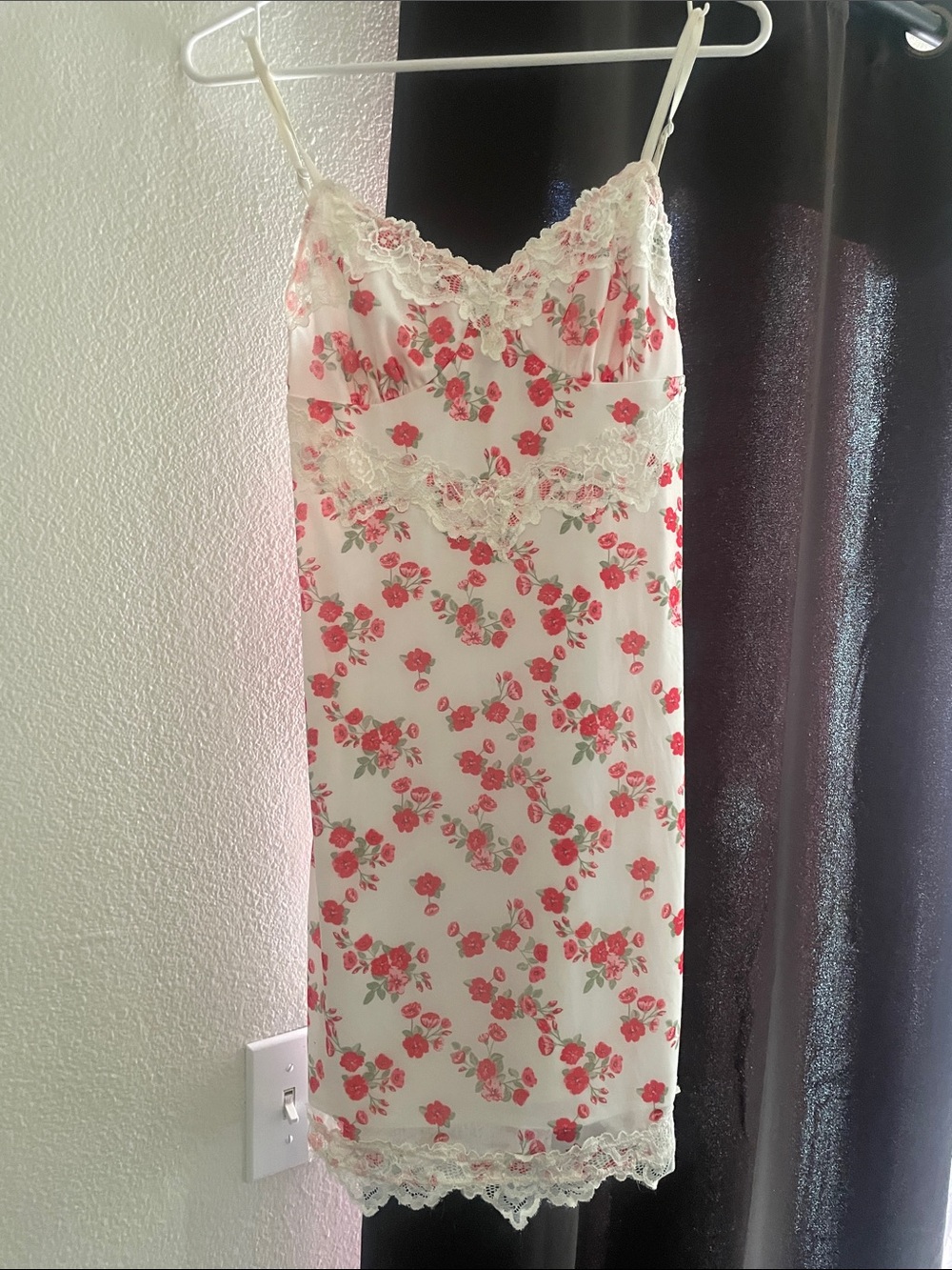 Tiger Mist White Slip Dress with Pink Floral Print